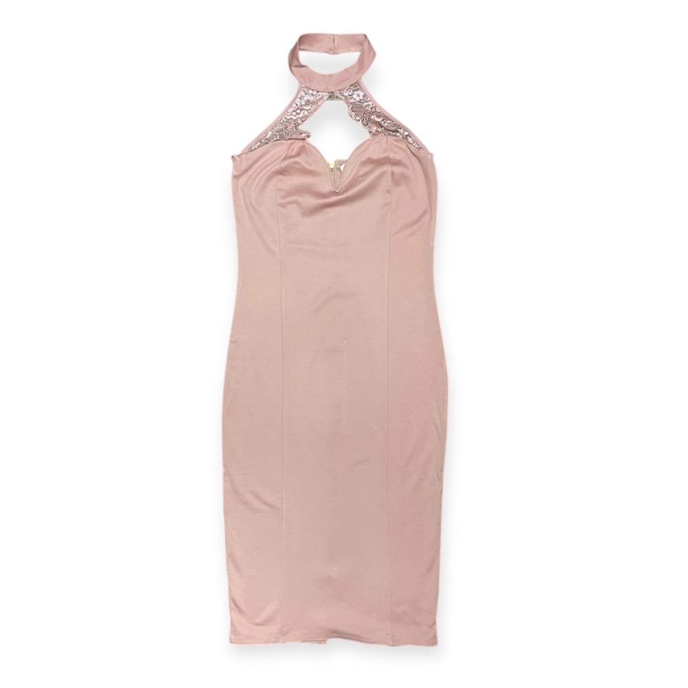 NWT Cocktail Knee Length Halter Dress Pink Women’s size S